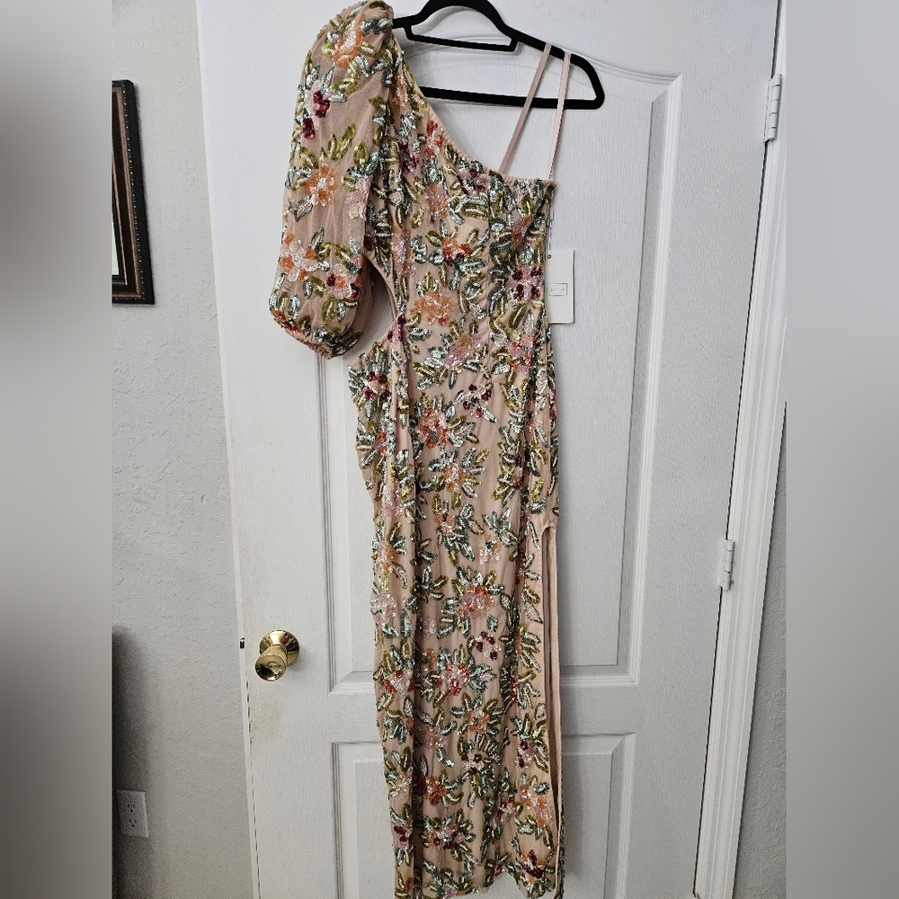 Mac Duggal One Shoulder Floral Embellished Gown SZ 8 NWT - Picture 3 of 15